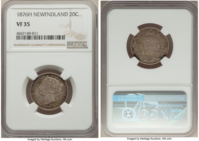 Newfoundland. Victoria Pair of Certified 20 Cents NGC, 1) 20 Cents 1876-H - VF35...