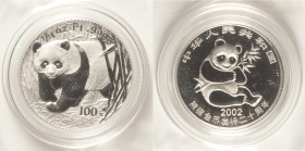 People's Republic platinum Proof Panda 100 Yuan (1/10 oz) 2002, KM1415. Struck to commemorate the 20th anniversary of the gold Panda coinage. Sold wit...