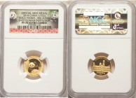 People's Republic gold Proof Panda "Smithsonian Institution - Mei Xiang" 1/10 Ounce Medal 2014 PR70 Ultra Cameo NGC, 18mm. Sold with wooden display ca...