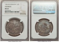 Nürnberg. Free City 1/2 Taler 1766-SR MS63 NGC, KM355. A sharply struck and semi-Prooflike example of this popular type showcasing lustrous fields dec...