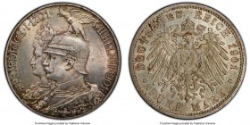 Pair of Certified Multiple Mark Issues PCGS, 1) Prussia. Wilhelm II 5 Mark 1901-A - MS62, Berlin mint, J-106. Bicentennial of monarchy issue. 2) Bavar...