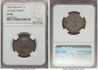 Charles II Shilling 1663 XF40 NGC, KM418.1. First Bust variety. A pleasingly toned representative fielding a steel-blue patina with small areas of lus...