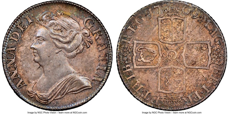 Anne Shilling 1709 AU58 NGC, KM524.2. A deeply and attractively patinated exampl...