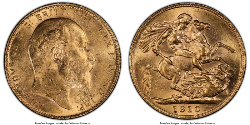 Edward VII gold Sovereign 1910 MS62 PCGS, KM805, S-3969. AGW 0.2355 oz.

HID09...