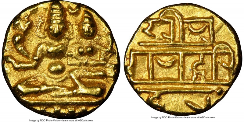 Vijayanagar. Hari Hara II gold 1/2 Pagoda ND (1377-1404) MS63 NGC, Fr-350, Mitch...