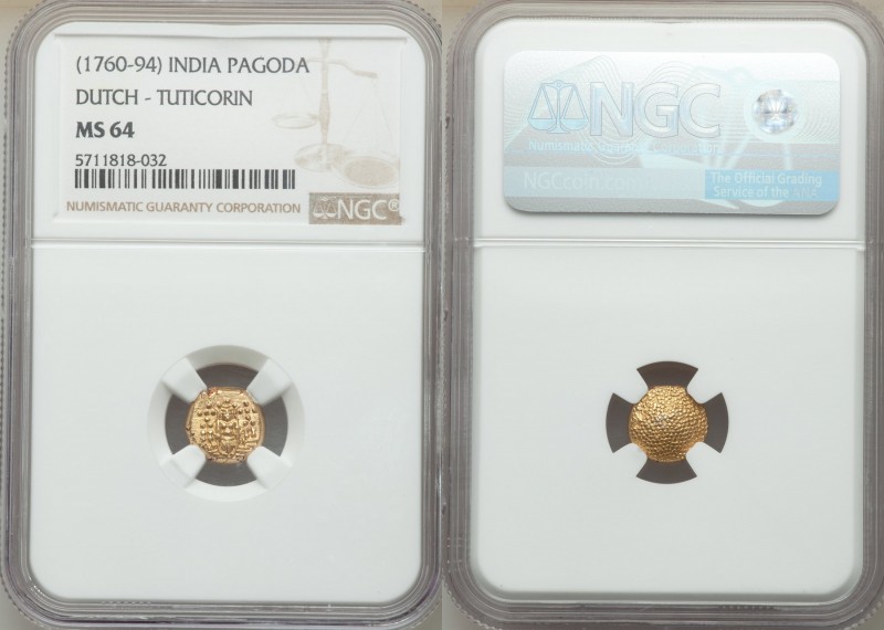 Dutch India gold Pagoda ND (1760-1794) MS64 NGC, Tuticorin mint, KM49. 

HID09...