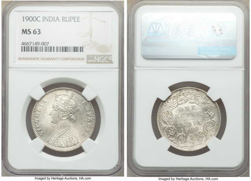 British India. Victoria Rupee 1900-C MS63 NGC, Calcutta mint, KM492. 

HID0980...