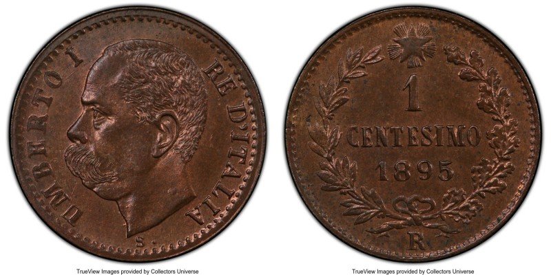 Umberto I 5-Piece Lot of Certified Centesimi 1895-R PCGS, 1) Centesimo - MS65 Br...