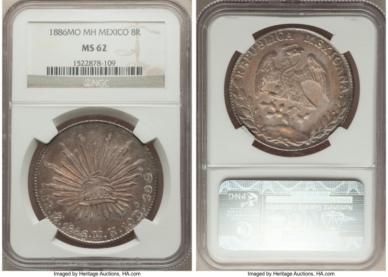 Republic 8 Reales 1886 Mo-MH MS62 NGC, Mexico City mint, KM377.10, DP-Mo71. 

...