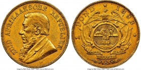Republic gold Pond 1893 AU55 NGC, Pretoria mint, KM10.2. 

HID09801242017

© 2020 Heritage Auctions | All Rights Reserved