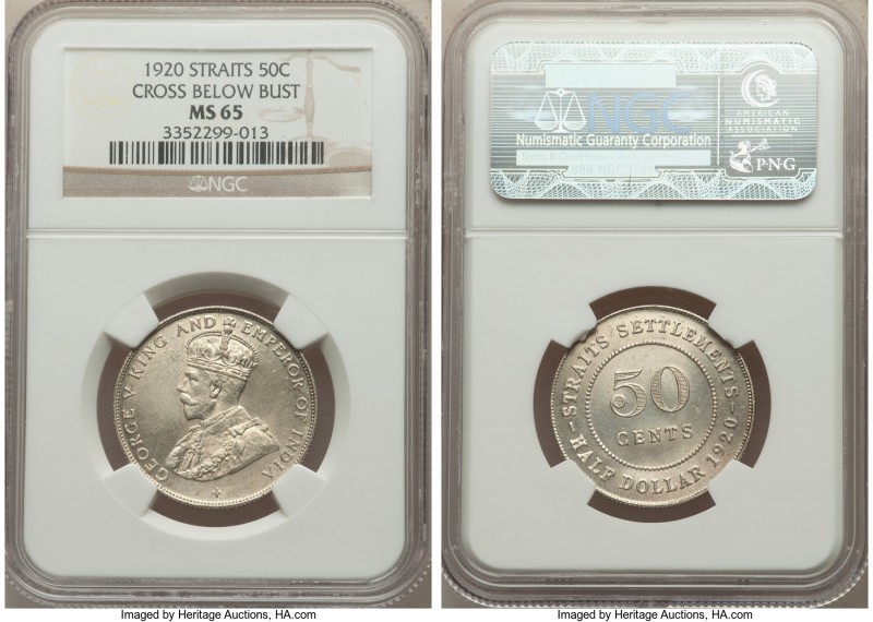 British Colony. George V 50 Cents 1920 MS65 NGC, KM35.1. Cross Below Bust.

HI...