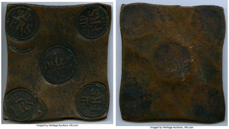 Fredrik I Plate Money 1/2 Daler 1722 XF (Verdigris), Avesta mint, KM-PM65, AAH-2...