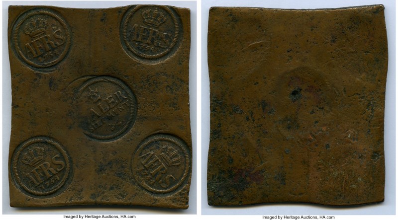 Adolph Fredrik Plate Money 1/2 Daler 1754 XF, Avesta mint, KM-PM80, AAH-151. 95x...