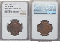 Pair of Certified Assorted Issues NGC, 1) Cyprus: British Colony. Victoria 1/2 Piastre 1887 - UNC Details (Environmental Damage) 2) French West Africa...