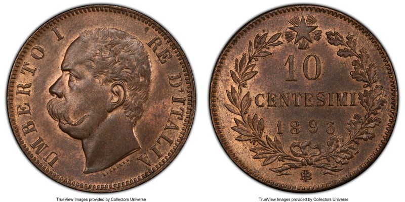 Pair of Certified Assorted Issues PCGS, 1) Italy: Umberto I 10 Centesimi 1893-BI...