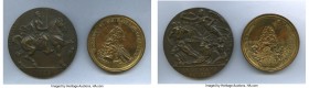 Pair of Uncertified Medals XF, 1) Ecuador: "On the Centenary of the Battle of Pichincha" cast bronze Medal 1922-Dated. 80mm. 316.72gm. By L. Casadio. ...