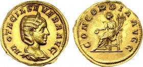 The Roman Empire. Otacilia Severa, wife of Philip the Arab. Aureus. c. 246-248 A.D. AV, 4,35g. Римская Империя. Отацилия Севера, жена императора Филип...