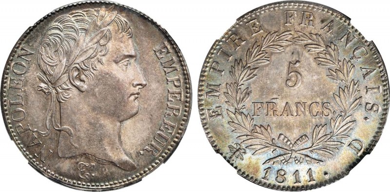 French empire. Emperor Napoleon Bonaparte. 5 Francs 1811. Silver. In holder ННР ...