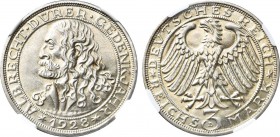 Germany (Weimar Republic). 3 Mark 1928. In holder NGC MS 63. Германия (Веймарская республика). 3 марки 1928 года. In holder NGC MS 63.

 Серебро. Мю...