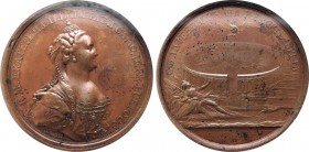 Медаль 1766 года. В память о придворной карусели (11 июля 1766 года). In holder NGC MS 61 BN.

 Бронза. Диаметр 65 мм. Медальер Т.И.Иванов (аверс — ...