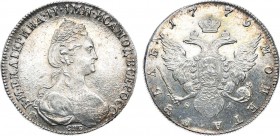 1 рубль 1779 года. СПБ-ѲЛ.

 Серебро. 23,46г. Уздеников 1099. Биткин 227. 2 рубля 50 копеек по Петрову. Дьяков 121, 389. MS 61. 
 
 Лёгкая золотис...