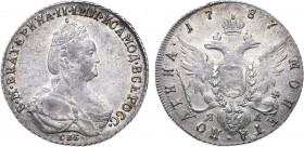 Полтина 1787 года. СПБ-ТI-ЯА.

 Серебро. 12,39г. Уздеников 1173. Биткин 312(R). 5 рублей по Петрову. 3 рубля по Ильину. Дьяков 159, 552(R1). MS 60. ...