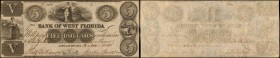 Appalachicola, Florida. Bank of West Florida. 1832. $5. About Uncirculated.
Allegorical females seen at top center and left margin, with Native Ameri...
