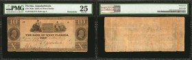 Appalachicola, Florida. Bank of West Florida. 1830s. $10. PMG Very Fine 25. Remainder.
(FL45G36). A Very Fine remainder of this $10 Florida obsolete....