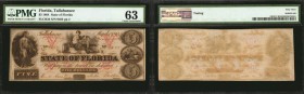 Tallahassee, Florida. State of Florida. 1864. $5. PMG Choice Uncirculated 63.
An ornate design is found on this $5 State of Florida note. PMG comment...