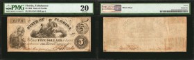 Tallahassee, Florida. State of Florida. 1862. $5. PMG Very Fine 20.
PMG comments "Minor Rust."
Estimate: $60.00- $80.00