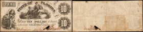 Tallahassee, Florida. State of Florida. 1862 $10. Fine.
Staining, a tape repaired tear, pinhole, and ink burn which resulted in paper loss are notice...