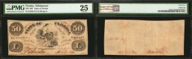 Tallahassee, Florida. State of Florida. 1861. $50. PMG Very Fine 25.
A higher denomination obsolete note, found in a Very Fine grade. Allegorical fem...