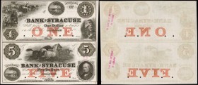 Uncut Pair of Syracuse, Indiana. Bank of Syracuse. 18xx. $1-$5. About Uncirculated. Proof.
Baldwin, Adams & Company. An uncut $1-$5 pair of proof not...