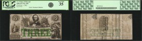 Lot of (2). Jefferson City, Missouri. State of Missouri. January 1, 1862. $1 & $3. PCGS Currency Very Fine 35 & PMG Choice About Uncirculated 58 EPQ....