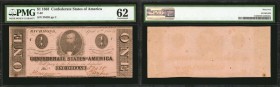 T-62. Confederate Currency. 1863 $1. PMG Uncirculated 62.
No. 29438, Plate C. An Uncirculated example of this 1863 Confederate $1.
Estimate: $100.00...