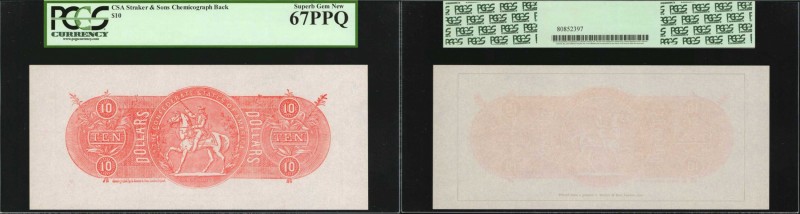 Confederate Currency. CSA Straker & Sons Chemicograph Back. $10. PCGS Currency S...