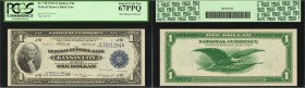 Fr. 738. 1918 $1 Federal Reserve Bank Note. Kansas City. PCGS Currency Superb Gem New 67 PPQ.
A loft grade of Superb Gem New is seen on this well des...