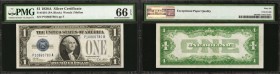 Fr. 1601. 1928A $1 Silver Certificate. PMG Gem Uncirculated 66 EPQ.
This Funny Back silver certificate displays all the qualities one would expect fr...