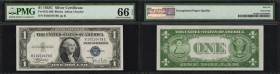 Fr. 1612. 1935C $1 Silver Certificate. PMG Gem Uncirculated 66 EPQ.
Bright paper along with attractive centering and margins stand out on this Gem Si...