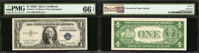 Fr. 1614*. 1935E $1 Silver Certificate Star Note. PMG Gem Uncirculated 66 EPQ.
...