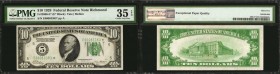 Fr. 2000-E*. 1928 $10 Federal Reserve Star Note. Richmond. PMG Choice Very Fine 35 EPQ.
PMG has graded a scant 5 of these numerical $10 replacements ...
