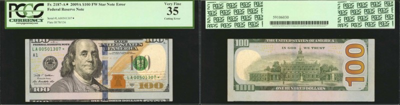 Fr. 2187-A*. 2009-A $100 Federal Reserve Star Note. Boston. PCGS Currency Very F...