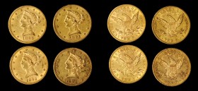 Lot of (4) San Francisco Mint Liberty Head Eagles. AU (Uncertified).
Included are: (2) 1892-S; and (2) 1893-S.
Estimate: $3660.00
