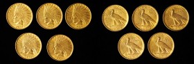 Lot of (5) 1907 Indian Eagles. No Periods. AU (Uncertified).
Estimate: $4500.00