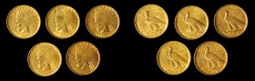 Lot of (5) 1907 Indian Eagles. No Periods. AU (Uncertified).
Estimate: $4500.00