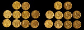 Lot of (10) 1907 Indian Eagles. No Periods. AU (Uncertified).
A few examples are lightly impaired.
Estimate: $9000.00