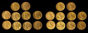 Lot of (10) 1907 Indian Eagles. No Periods. EF-AU (Uncertified).
A few examples are lightly impaired.
Estimate: $9150.00