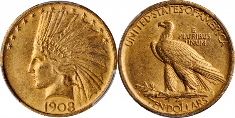 Lot of (2) 1908 Indian Eagles. MS-61 (PCGS).
Included are: No Motto; and Motto....