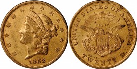 1852 Liberty Head Double Eagle. Repunched Date. Extremely Fine, Rim Damage (Uncertified).
Estimate: $1900.00
