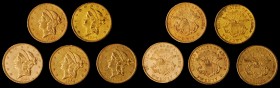Lot of (5) 1854 Liberty Head Double Eagles. Small Date. EF-AU (Uncertified).
All examples are impaired due to cleaning and/or surface damage.
Estima...